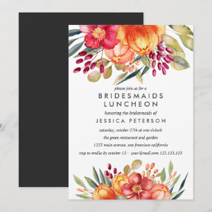 Painted Flowers Bridesmaids Luncheon Wedding Invitation