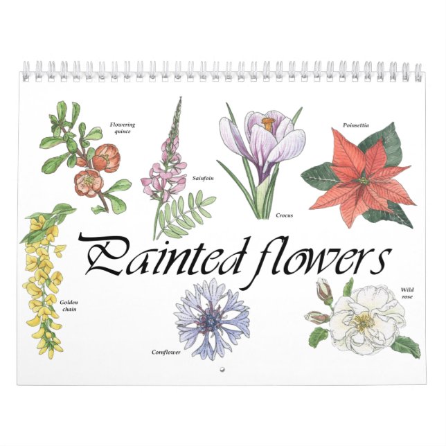 Painted flowers calendar with botanical drawings (Cover)