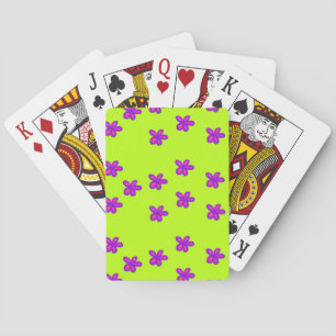 painted flowers on green playing cards