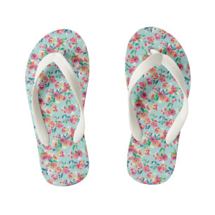 Painted Flowers Pattern Kid's Flip Flops