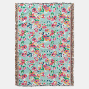 Painted Flowers Pattern Throw Blanket