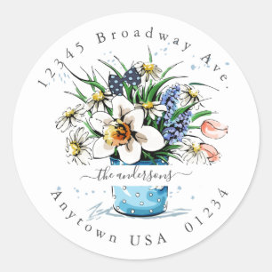 Painted Flowers; Return Address Envelope Seal