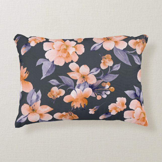 Painted Flowers Seamless Background Decorative Cushion (Front)