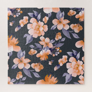 Painted Flowers Seamless Background Jigsaw Puzzle