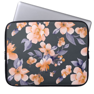 Painted Flowers Seamless Background Laptop Sleeve