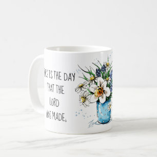 Painted flowers, verse from Psalm 118:24 Coffee Mug