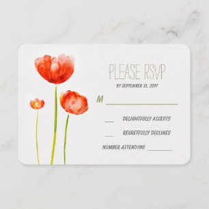 painted flowers wedding RSVP card