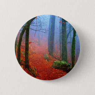 Painted Forest Autumn Blue Fog 6 Cm Round Badge