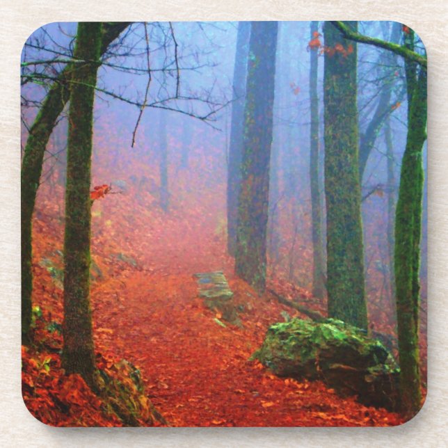Painted Forest Autumn Blue Fog Coaster (Front)