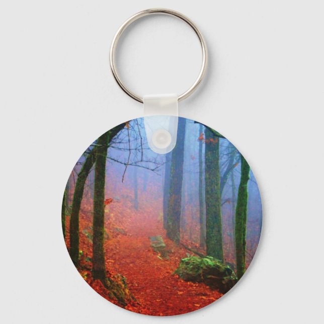 Painted Forest Autumn Blue Fog Key Ring (Front)