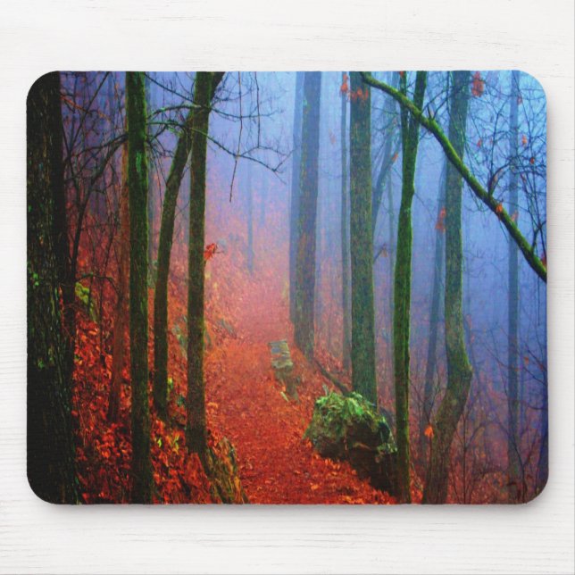 Painted Forest Autumn Blue Fog Mouse Mat (Front)