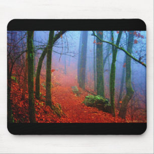 Painted Forest Autumn Blue Fog Mouse Mat