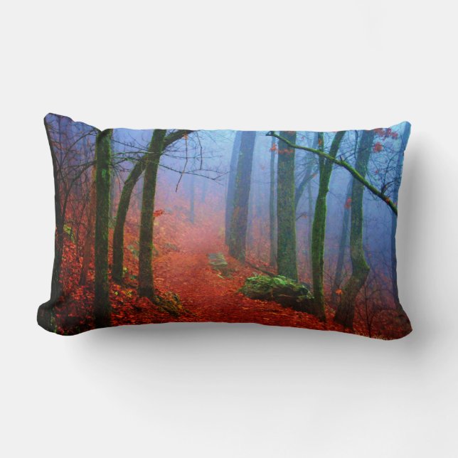 Painted Forest Autumn Blue Fog Pillow (Front)