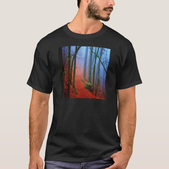 Painted Forest Autumn Blue Fog T-Shirt (Front)