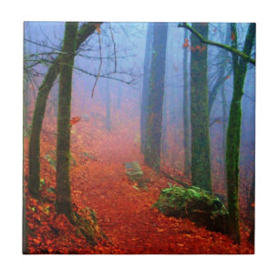 Painted Forest Autumn Blue Fog Tile
