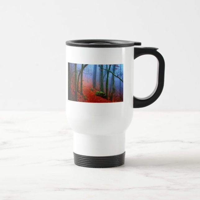 Painted Forest Autumn Blue Fog Travel Mug (Right)