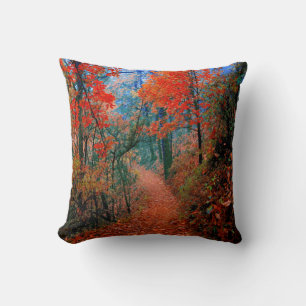 Painted Forest Autumn Flame Watercolor Pillow