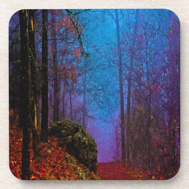 Painted Forest Autumn Purple Fog Coaster (Front)
