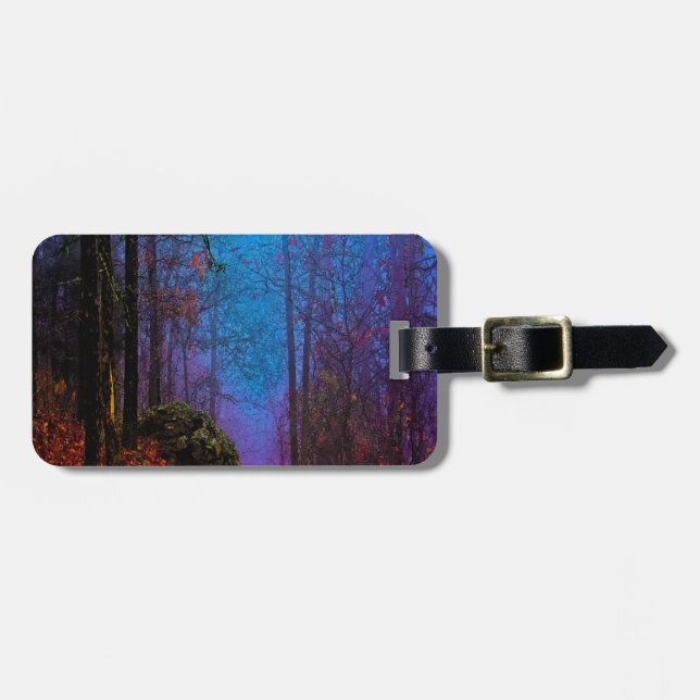 Painted Forest Autumn Purple Fog Luggage Tag (Front Horizontal)