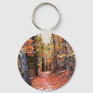 Painted Forest Autumn Trail Watercolor Gifts Key Ring