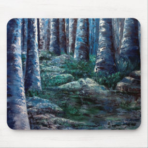 Painted Forest Tree Trunks Mousepad