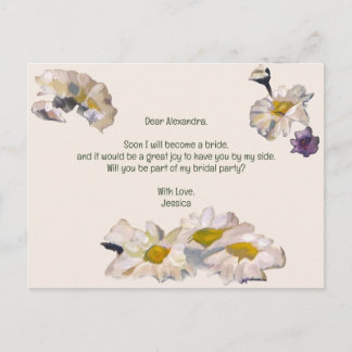 Painted Fowers Will You Be My Flower Girl Invitation Postcard