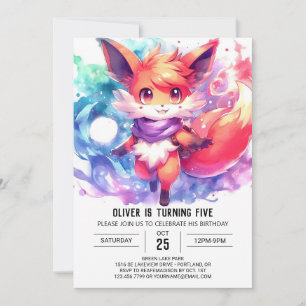 Painted Fox Birthday Invitation