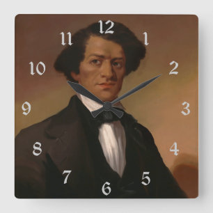 Painted Frederick Dougla$$ Free Abolitionist 1845 Square Wall Clock