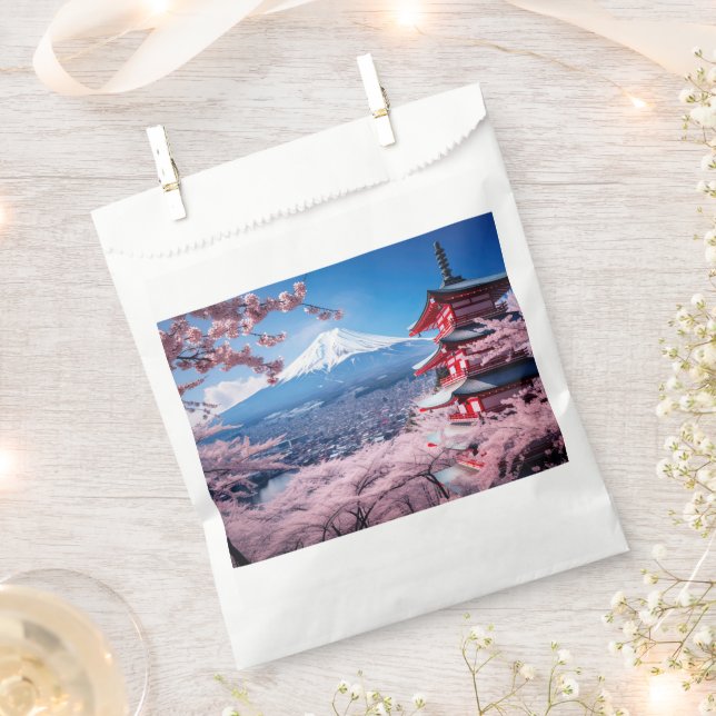 Painted Fuji mountain in cherry blossom season  Favour Bags (Clipped)