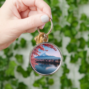 Painted Fuji mountain in cherry blossom season  Key Ring