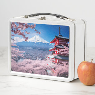 Painted Fuji mountain in cherry blossom season Metal Lunch Box