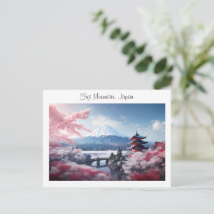 Painted Fuji mountain in cherry blossom season Postcard