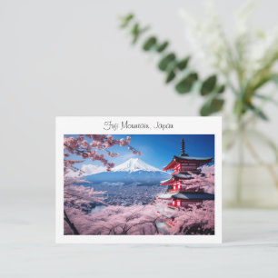 Painted Fuji mountain in cherry blossom season Postcard