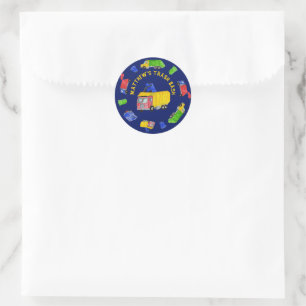 Painted Garbage Trucks Boys Trash Bash Party Classic Round Sticker