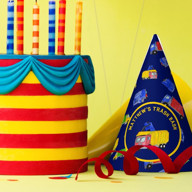 Painted Garbage Trucks Boys Trash Bash Party Hat (Creator Uploaded)