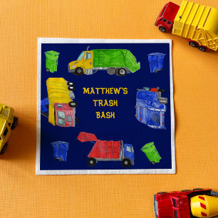 Painted Garbage Trucks Boys Trash Bash Party Napkin