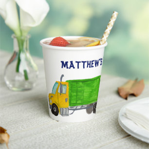 Painted Garbage Trucks Boys Trash Bash Party Paper Cups