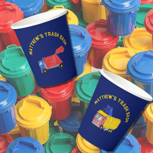 Painted Garbage Trucks Boys Trash Bash Party Paper Cups
