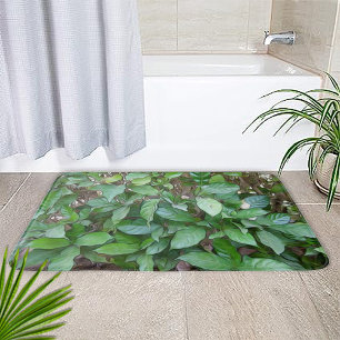 Painted Garden Green Leaves Bath Mat