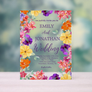 Painted garden wildflowers photo script acrylic sign