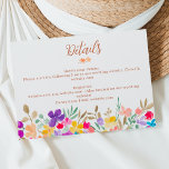 Painted garden wildflowers script wedding details enclosure card<br><div class="desc">A modern,  delicate hand painted garden wild flowers wedding details card,  with hotels,  honeymoon funds...  in bright hues,  pink,  red,  blue,  yellow and green,  with an elegant brush script font to celebrate your summer outdoor wedding in style.</div>