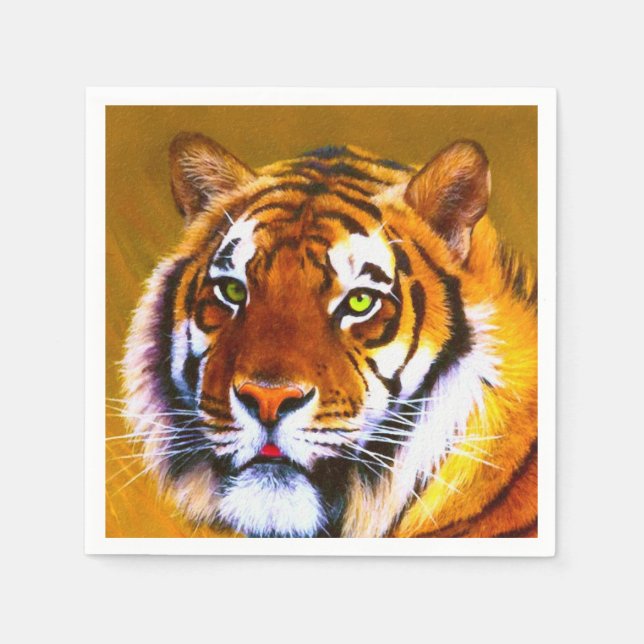Painted Gazing Tiger Napkins (Front)