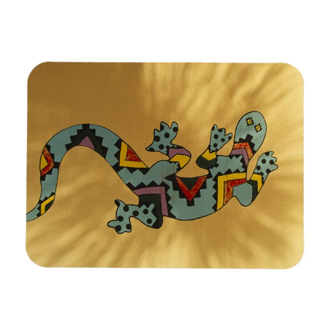 Painted gecko lizard on wall, Tucson, Arizona, Magnet (Horizontal)