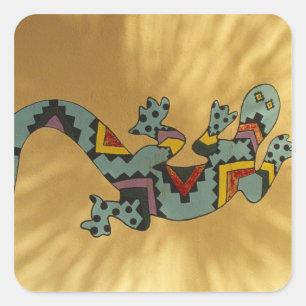 Painted gecko lizard on wall, Tucson, Arizona, Square Sticker