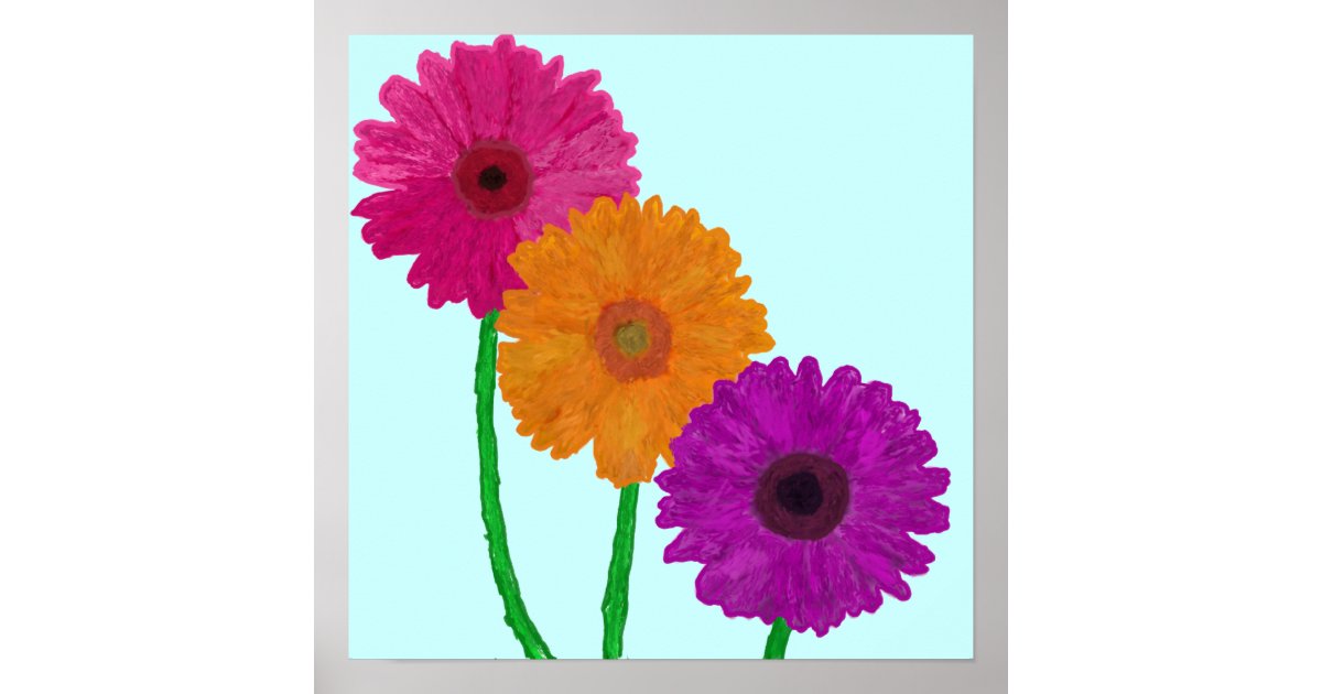Painted Gerbera Daisies Poster | Zazzle