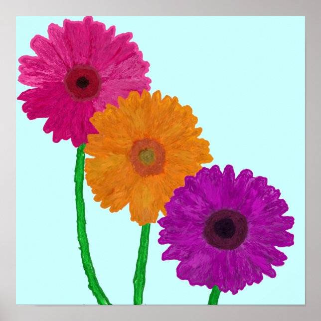 Painted Gerbera Daisies Poster (Front)