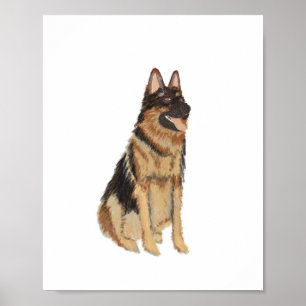 Painted German Shepard Portrait Poster