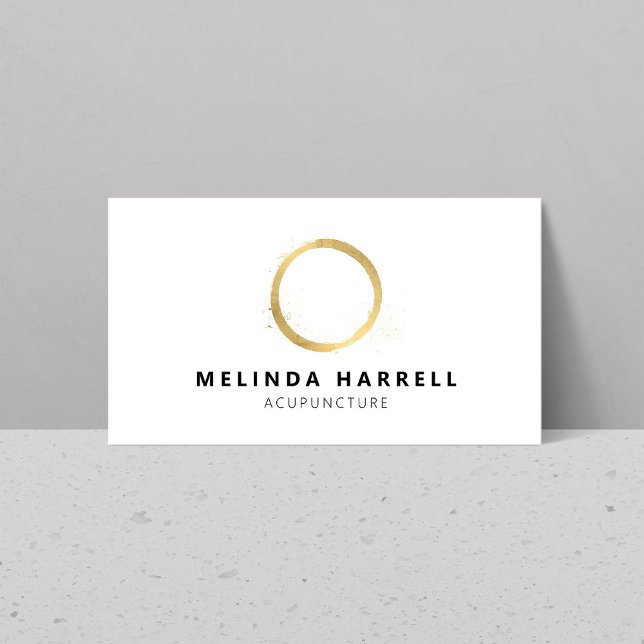 Painted Gold Circle Acupuncture, Healer, Wellness Business Card (Creator Uploaded)