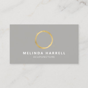 Painted Gold Circle Acupuncture, Wellness Grey Business Card