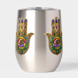 Painted Gold Hamsa Amethyst Ruby Third Eye